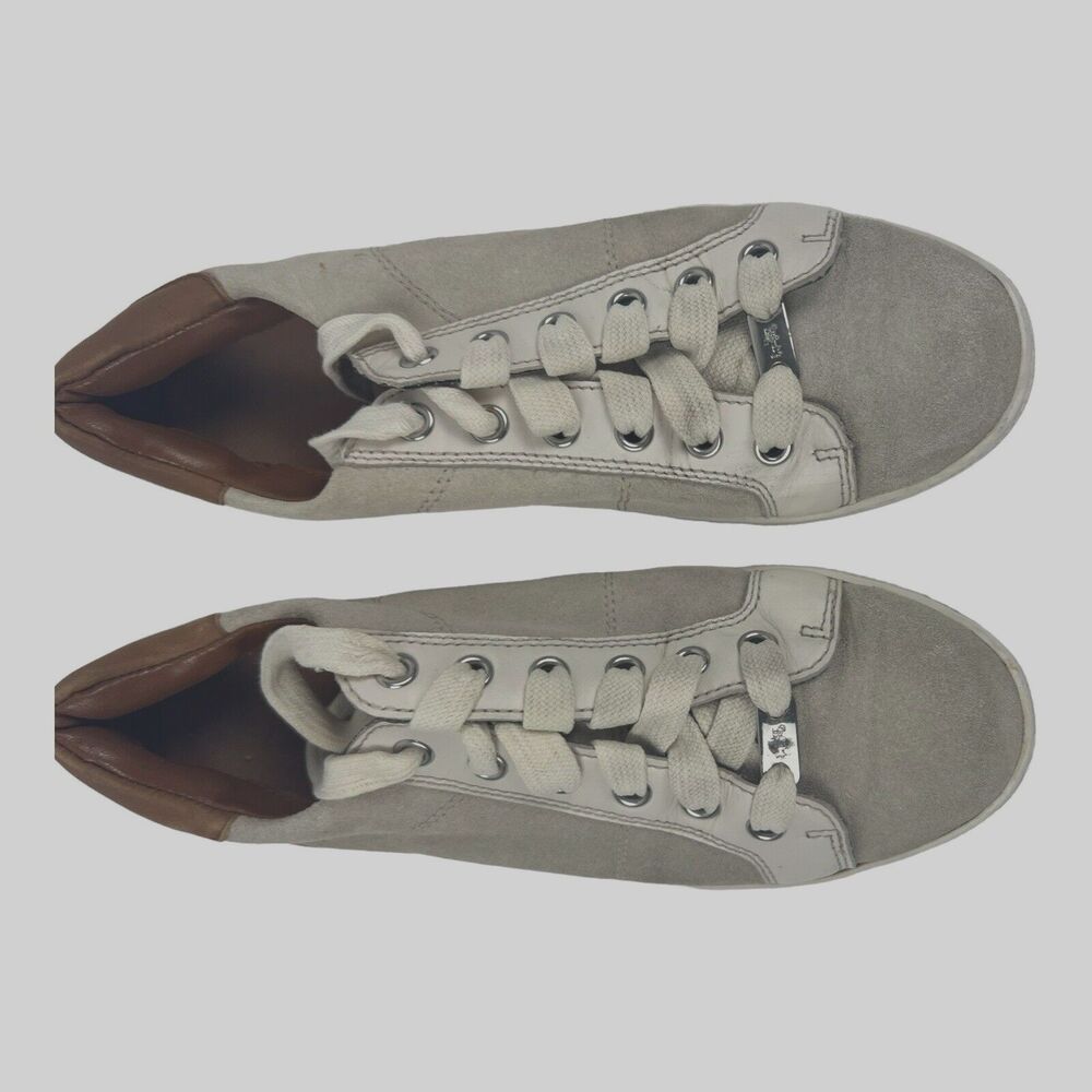 COACH Women's Sneakers Size 7.5 B Cream Low Top Suede Lace Up Shoes A01987